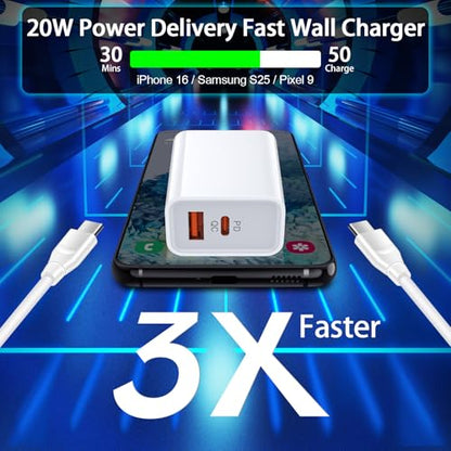 for iPhone 17e Charger Block,20W Fast iPhone 17 18 Pro Max Charger Cord 60W