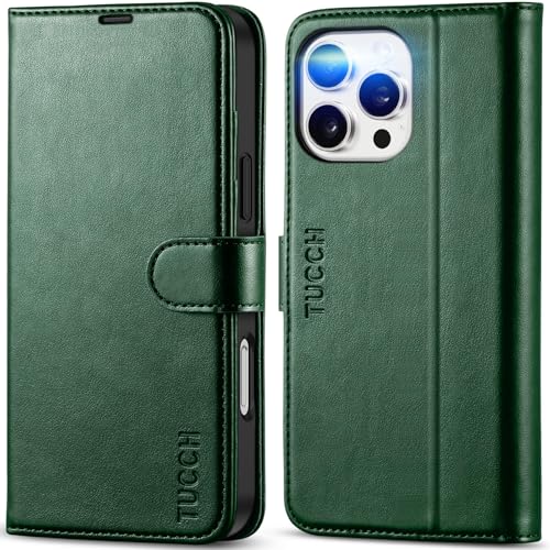 TUCCH Wallet Case for iPhone 16 Pro Max 6.9" 2024, 4 Card Slots, Evergreen | RFID Blocking, Viewing Stand, Shockproof TPU Shell, PU Leather, Magnetic Closure, Protective Folio Flip Cover - color: Evergreen