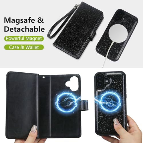 Varikke Wallet Case for iPhone 16 - Compatible with Magsafe, Black - color: (Compatible with MagSafe) Black, size: iPhone 16 6.1"