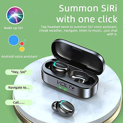 Wireless V5.3 Bluetooth Earbuds Compatible with Motorola Moto G Play/Stylus/Edge/Edge+/5G/2025/2024/2023 Thin Travel Case, 8D Bass Mic IPX7 Waterproof/Sweatproof - color: White Mini