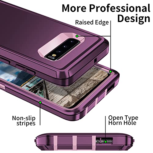 for Galaxy S10 Case,[Without Screen Protector] Heavy Duty Shockproof Dust/Drop Poof 3 Layers Full Bady Protection Rugged Cover Case for Galaxy S10,Purple/Pink - color: Purple/ Pink