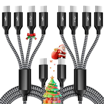 4 in 1 Multi Charging Cable, 2 Pack 5FT USB C Splitter Multi Charging Cable - color: Darkgrey, size: 2Pack5FT