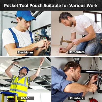 MELOTOUGH Pocket Tool Pouch Tool Belt Pouches with Belt Clip Utility Mini Tool Organizer Pouch for Electrician,Carpenter,Construction,Technician - color: Brown