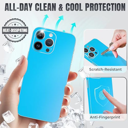 2Pcs Skin Wrap Compatible for iPhone 15 Pro – Slim Decal Vinyl Protective Film for Sides & Back – Sleek Fit, Premium Look – Compatible with All iPhone 15 Pro Cases - Matte Ocean Blue - color: Matte Ocean Blue