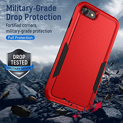 for iPhone SE Case 2022(3rd)/2020(2nd)/iPhone 7/8 Case, with Screen Protector,[Military Grade Drop Tested] Heavy-Duty Tough Rugged Shockproof Protective Phone Case, Red - color: Red