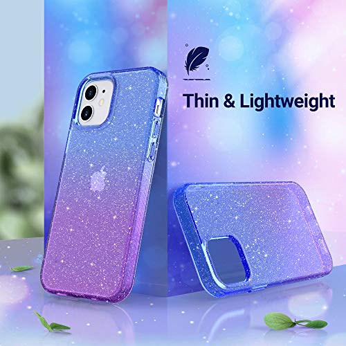 ULAK Compatible with iPhone 12 Case Clear Glitter, Purple | Sparkle Bling Soft TPU Women Girls Shockproof Protective Phone Case Designed for iPhone 12 & iPhone 12 Pro 6.1 inch - color: Purple