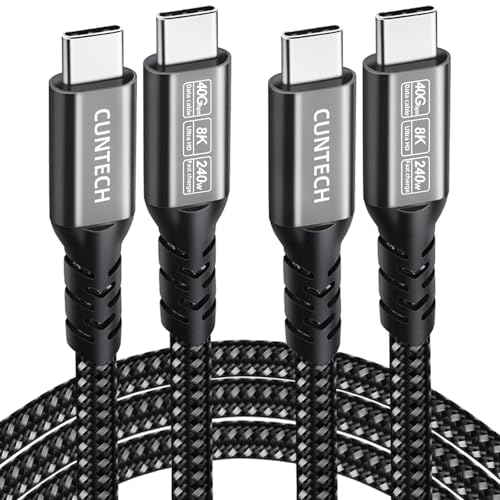 USB C Cable for Thunderbolt 4/3 Cable 3.3ft 2-Pack, 40Gbps/240W/8K/4K@60Hz - color: Grey, size: 3.3FT+3.3FT, style: Straight