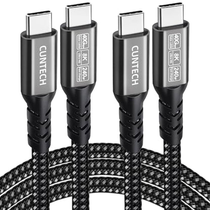 USB C Cable for Thunderbolt 4/3 Cable 3.3ft 2-Pack, 40Gbps/240W/8K/4K@60Hz - color: Grey, size: 3.3FT+3.3FT, style: Straight