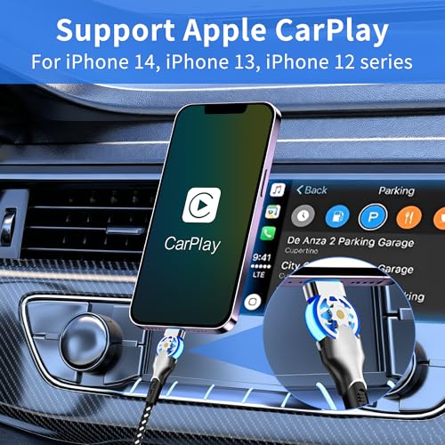 90 Degree Lightning Cable with 180° Rotating iPhone Charger Head,Swivel Charger Cord with MFi,6.6FT Right Angle Lightning Cable,Fast Charging,Apple Carplay,Data Sync for iPhone 14/13/12/11/X,iPad