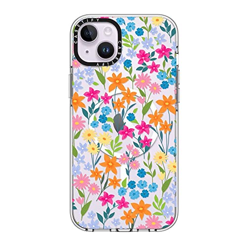 CASETiFY for iPhone 14 Plus Case - Impact Clear Compatible with MagSafe | Not Yellowing | 6.6 ft. 3X Military Grade Drop Protection | bright spring flowers - daisy floral pattern | Clear - color: bright spring flowers, size: Iphone 14 Plus (6.7")