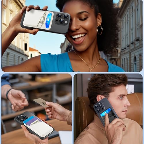 SHANSHUI Phone Wallet, Leather Phone Card Holder Strong Adhesive Stick on Credit ID Business Card Pocket for Back of Cellphone Compatible with iPhone, Most Smartphones, White 2 Pack - color: White+White