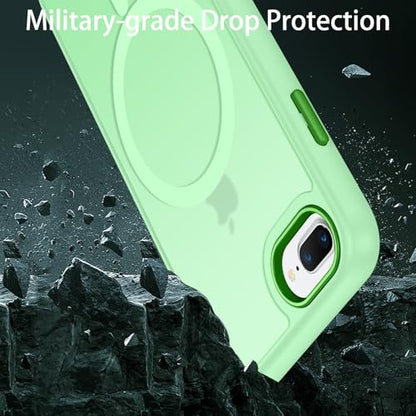 DUEDUE for iPhone 8 Plus Case, iPhone 7 Plus Case Magnetic[Compatible with Magsafe], Translucent Matte Back Protective Cover Shockproof Phone Case for iPhone 7 Plus/8 Plus, Light Green - color: Light Green