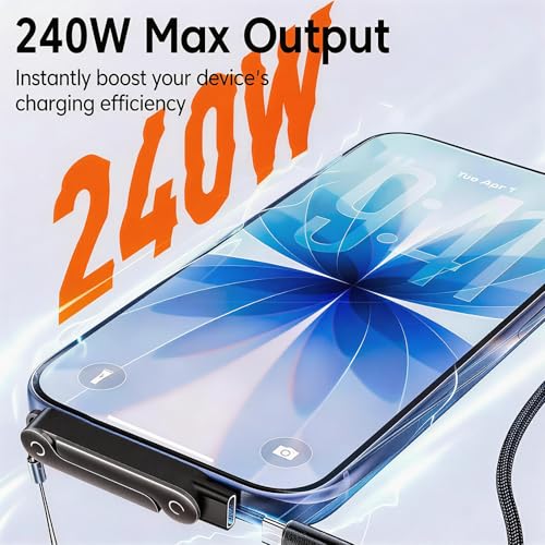 Detachable 2-in-1 USB-C Charger, 240W, Stand