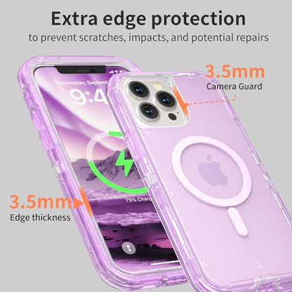 Follaroma Magnetic for iPhone 12/iPhone 12 Pro Case,Heavy Duty Cases,Purple | Compatible with MagSafe, Heavy Duty Shock proof Protection, Military-Grade Anti-Drop, Dual Layer Transparent Protective Cover - color: Purple, size: iPhone 12/iPhone 12 Pro 6.1'