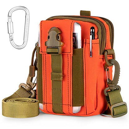 Tactical Molle Phone Pouch Nylon Multi-Purpose EDC Pouch Utility Waist Bag Tool Holster with Shoulder Strap for 4.7"-6.7" Smartphone - color: Orange