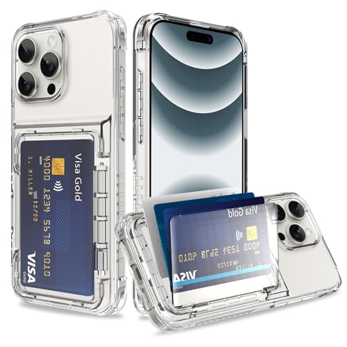Wallet Case for iPhone 16 Pro Max with 3 Credit Card Holder Slot | Shockproof Hybrid Heavy Duty Protection Clear Phone Cover Compatible with iPhone 16 Pro Max 2024 (Clear) - color: Clear, size: iPhone 16 Pro Max