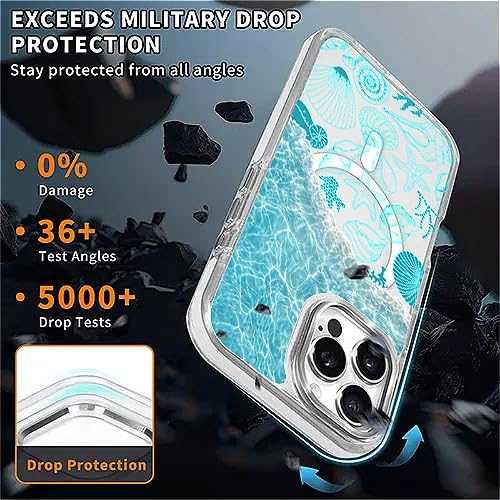 VisEnt Clear Case for iPhone 16 ProMax, Magnetic Phone Case, Transparent Slim Cover, Military Grade Protection, Shockproof, Anti-Yellowing, Scratch Resistant, Ocean Wave Shell - color: Ocean Wave Shell, size: Iphone 16 Pro Max