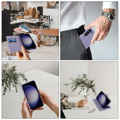 MONASAY Wallet Case for Samsung S23 with 3 Card Holders - Lavenders - color: Lavenders, size: Galaxy S23