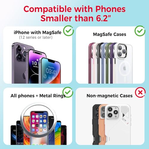 for MagSafe Wallet with Stand Grip, 5 Card Holder for iPhone - color: Light blue