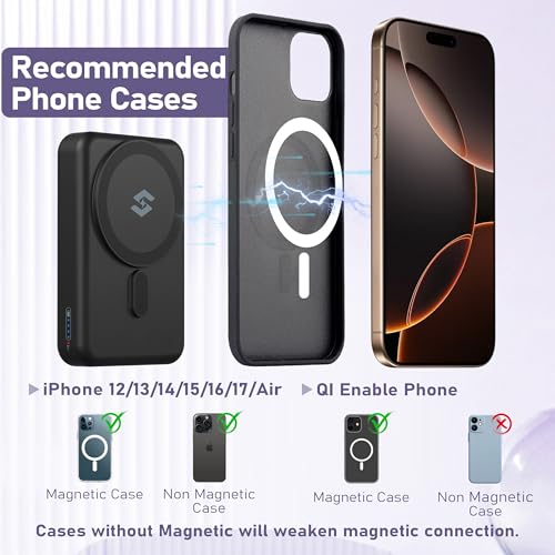 Smtcsl 3 in 1 Wireless Charging Station: 10000mAh Removable Power Bank Charger Stand for Phone/Watch/Air Pods - Portable Magnetic Battery Pack for Air 17 16 15 14 13 12 Series