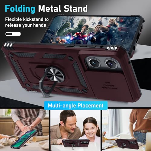 for Moto G Stylus 5G 2026/2025 Case Built in Slide Camera Cover - color: Wine Red, size: Moto G Stylus 5G 2026/2025