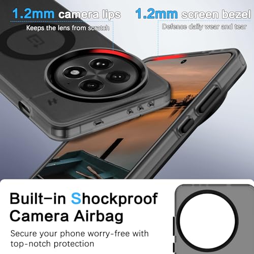 GUAGUA for OnePlus 13 Case [Compatible with MagSafe] Translucent Matte Back Shockproof Slim Fit Drop Proof Protection Anti-Fingerprint Cover Phone Case for OnePlus 13 5G 2025, Black