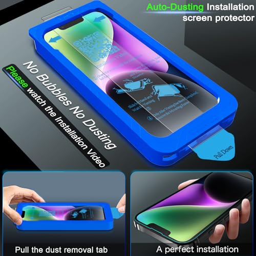 IMBZBK for iPhone 14 Screen Protector, Tempered Glass, 3+3 Pack - size: iPhone 14 6.1 inch