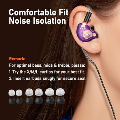 Audiovance Vibes 202ML HiFi Wired Earbuds for iPhone 14/13/12/11/X, Pro Max - color: 9-Purple