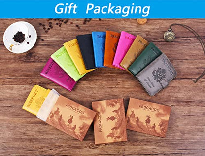 Passport Holder Cover Wallet RFID Blocking, Travel Essentials | Leather Card Case, Travel Accessories for Women Men, Blue - color: Blue