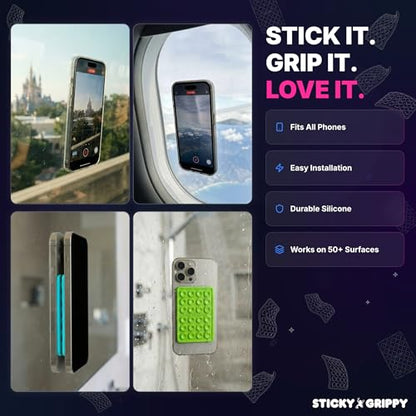 StickyGrippy Suction Phone Case Mount, Sillicon Adhesive Phone Accessory for iPhone and Android, Hands-Free Fidget Toy Mirror Shower Phone Holder, Tiktok Videos and Selfies (Bubble Gum) - color: Bubble Gum