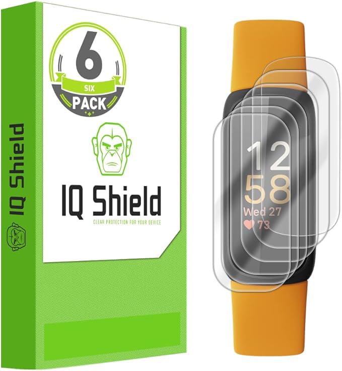 IQShield 6 Pack Screen Protector for Fitbit Inspire 3, Easy Install, Ultra Thin, Anti Scratch, Anti-Bubble, Clear TPU Film - size: 0.7 INCH
