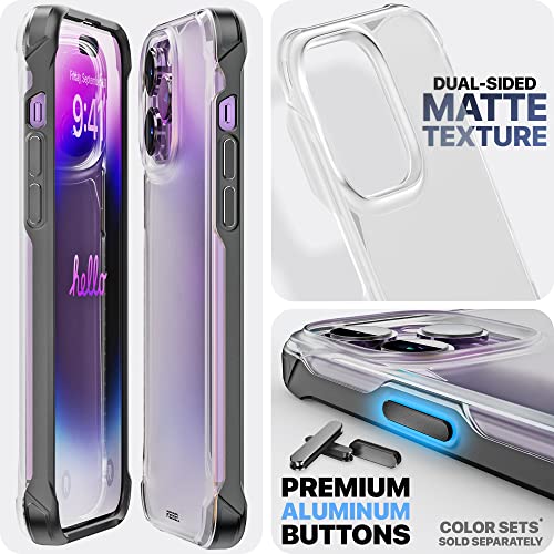 REBEL Clear Case for iPhone 14 Pro Max [Frosted Series Gen-4] Translucent Matte Texture, Non-Yellowing, Protective Shockproof Bumpers, Metal Buttons, 6.7 Inch Phone 2023 (Black, No MagSafe) - color: Frosted Black, No MagSafe, size: iPhone 14 Pro Max