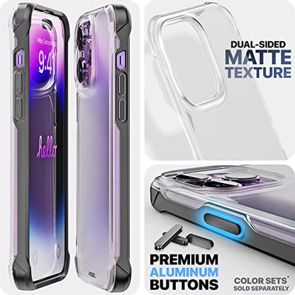 REBEL Clear Case for iPhone 14 Pro Max [Frosted Series Gen-4] Translucent Matte Texture, Non-Yellowing, Protective Shockproof Bumpers, Metal Buttons, 6.7 Inch Phone 2023 (Black, No MagSafe) - color: Frosted Black, No MagSafe, size: iPhone 14 Pro Max