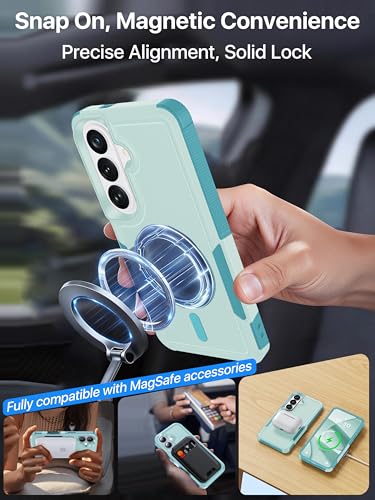 for Samsung Galaxy S26 Case Rugged Dual-Layer Shockproof Mintgreen | Fit for Magsafe, Heavy Duty Military-Grade Protection, Matte Finish Scratch Resistant Anti-Fingerprint, S 26 Phone Case - color: Mintgreen