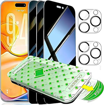 3 Pack for iPhone 16 Pro Privacy Screen Protector +2 Lens Cover - size: iPhone 16 Pro (6.3 inch)