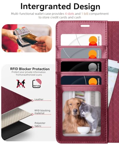 OCASE Compatible with Galaxy S25 Ultra Wallet Case, PU Leather Flip Folio Case with Card Holders RFID Blocking Kickstand [Shockproof TPU Inner Shell] Protective Phone Cover 2025, Burgundy - color: Burgundy, size: Samsung Galaxy S25 Ultra