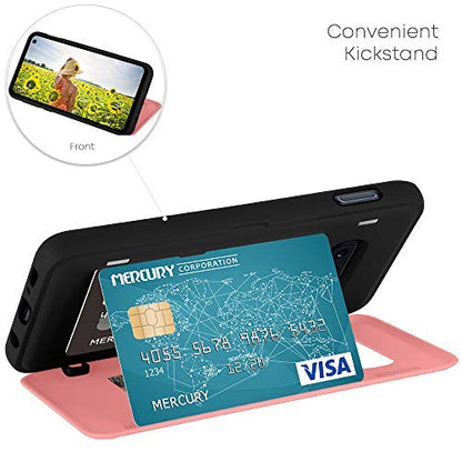 GOOSPERY Magnetic Door Bumper Compatible with Galaxy S10e, Card Holder Wallet Case Easy Magnet Auto Closing Protective Dual Layer Sturdy Phone Back Cover - Pink - color: Pink, size: Galaxy S10E