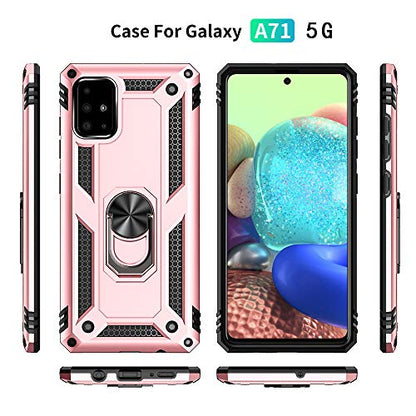 Samsung A71 5G Case, A71 5G Phone Case with Screen Protector, Military Grade Protective Cases with Ring for Samsung Galaxy A71 5G (Rose Gold) - color: Samsung Galaxy A71 5G Case Rose Gold