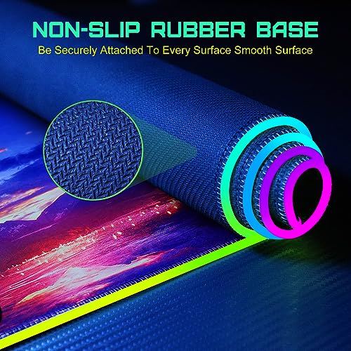 GIM Wireless Charging RGB Gaming Mouse Pad 15W, LED Mouse Mat 800x300x4MM, 10 Light Modes Extra Large Mousepad Non-Slip Rubber Base Computer Keyboard Mat for Gaming, MacBook, PC, Laptop, Desk（Sunset）