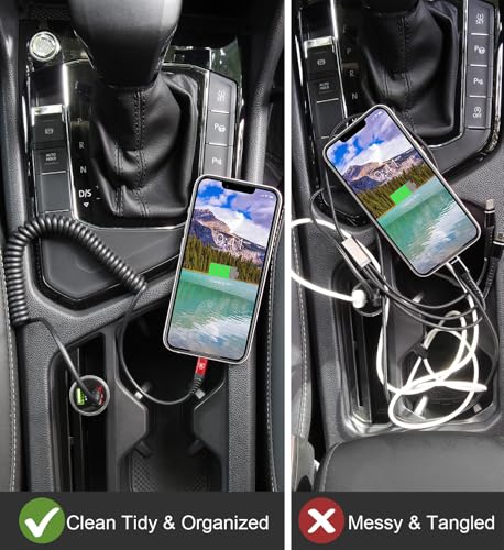 Coiled Lightning Cable 3ft, 2 Pack iPhone Charger Cable for Car - Red - color: Red, size: 3FT, style: USB A to Lightning