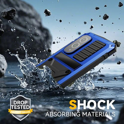 Simicoo for Samsung Galaxy S25 FE Metal Military Heavy Duty Case, Metallic Bumper Shockproof Dustproof Rugged Tough with Stand Screen Protector Camera Control Full Body Drop Protective Cover (Blue) - color: Blue