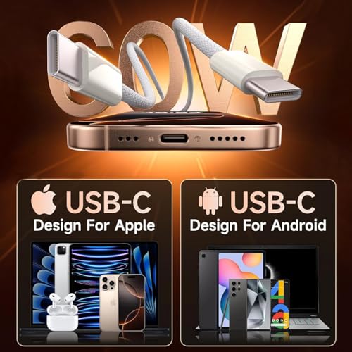 iPhone 17 Pro Max Fast Charger,2-Pack USB C 2in1 Dual PD Charging Block with USB C Woven Charger Cable for iPhone 17e/17 Pro/Air/17/iPhone 16 Pro Max/16 Plus/16e/15 Pro Max/15 Plus,iPad Pro/Air/Mini - color: Woven, size: 3ft
