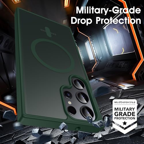 Oterkin Magnetic Samsung Galaxy S26 Ultra Case, Dark Green | Matte, Compatible with MagSafe, Frosted Translucent, Shockproof Anti-Scratch Slim Fit, Military Grade Protection - color: S26 Ultra-Dark Green, size: Galaxy S26 Ultra Case 6.9''