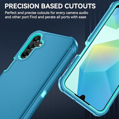 for Samsung Galaxy A16 5G Case : 3-Layer Shockproof Phone Cover with HD Screen Protector,Hybrid Protective Military-Grade Protection for Galaxy A16 5G Phone Case (Bluish Blue/Green) - color: Bluish Blue/Green