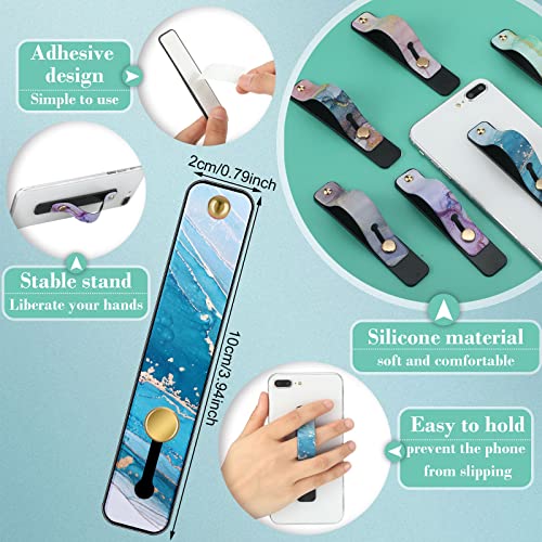 Weewooday 6 Pieces Phone Finger Strap Grip,Bright Marble,Marble - color: Bright Marble, style: Marble