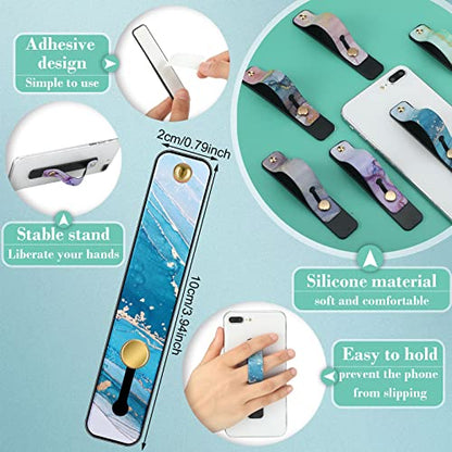 Weewooday 6 Pieces Phone Finger Strap Grip,Bright Marble,Marble - color: Bright Marble, style: Marble