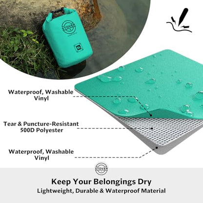 STOVER 5/10/25/30/40L Waterproof Dry Bag, Small Lightweight Roll Top Dry Bag Backpack w/Waterproof Phone Case, Kayaking, Travel, Hiking, Fishing, Tubing, Camping, the Beach, Men/Women (Teal) - color: 5/10l Teal, size: 5L