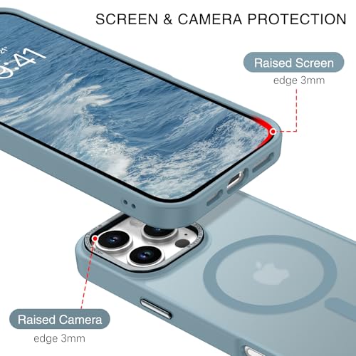 BENTOBEN Magnetic for iPhone 16 Pro Max Case,(Compatible with MagSafe) (Military Grade Drop Protection) Slim Translucent Matte Shockproof with Anti-Fingerprint Phone Case 6.9",Gray Blue - color: Gray Blue