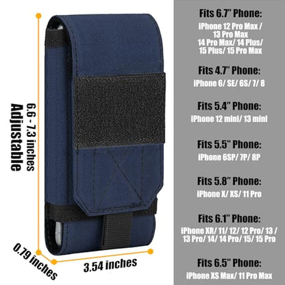Tactical Molle Phone Cover Case, Heavy Duty Loop Belt Holster Pouch with Flag Patch for iPhone 17 Pro Max/Air/17 Pro/17/16 Pro Max/15 Pro Max/14 Pro Max/13 Pro Max, for Galaxy S26 Ultra - color: Deep Blue