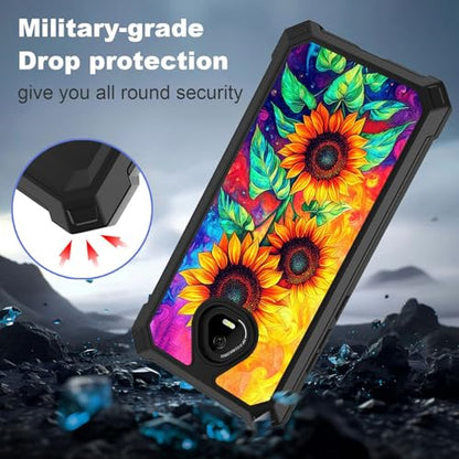 for Schok Volt Sv67q Sv67332 Case with Screen Protector, Military Grade Drop Protection, Dual Layer Hybrid Shockproof Protection TPU Phone Case for Schok Volt Sv67q, Three Sunflowers - color: Three Sunflowers